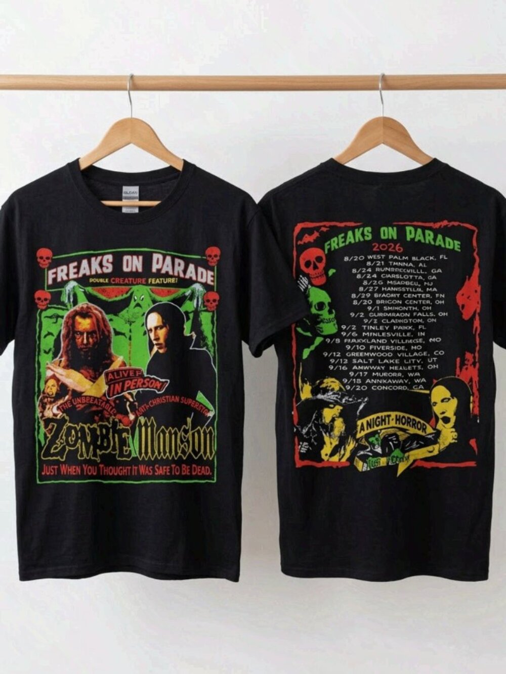 Rob Zombie 2026 North American Tour Freaks On Parade Merch reprint T-Shirt